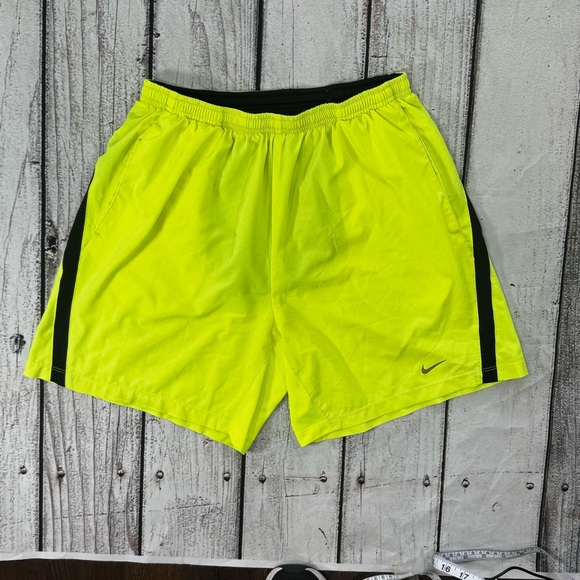 Nike Other - Nike Dri-FIT Men’s Large Neon Yellow Running Shorts Zipper Pocket